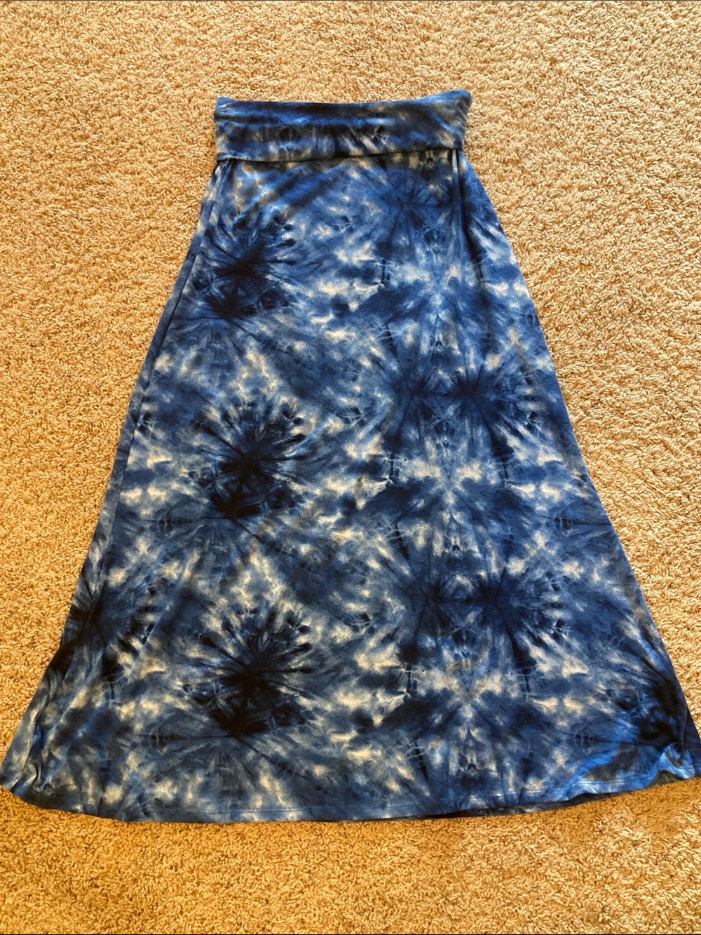 Tie-Dye Blue Maxi Skirt | Women’s Flared Long Skirt | Blue Tie Dye Skirt | Boho